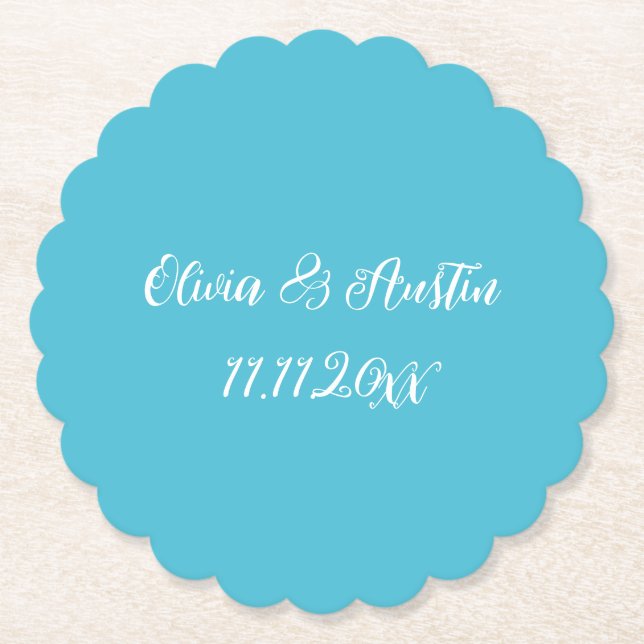 Posavasos De Papel Playa costera Aqua (Anverso)