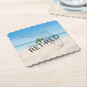 Posavasos De Papel Playa Tropical y Palmera de Florida, felizmente re