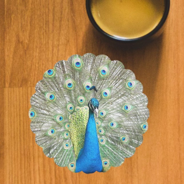 Posavasos De Papel Pluma de plumas de pavo real azul (In Situ Mug)