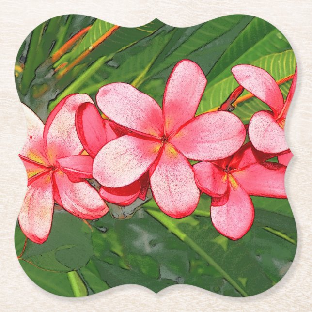 Posavasos De Papel Plumerias rosadas (Anverso)