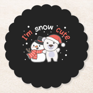 Posavasos De Papel Polar Bear I'm Snow Cute Snowman Snow Pun