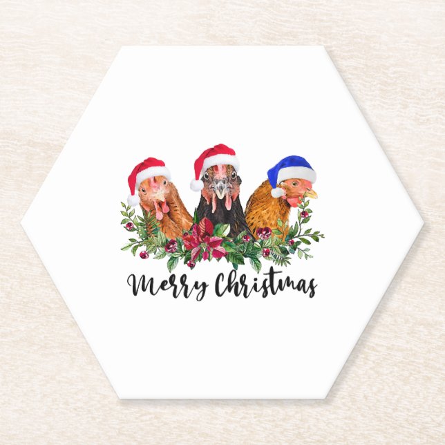 Posavasos De Papel Pollo navideño (Anverso)
