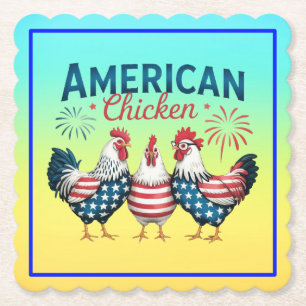Posavasos De Papel Pollo Patriótico Americano del 4 de Julio-62987