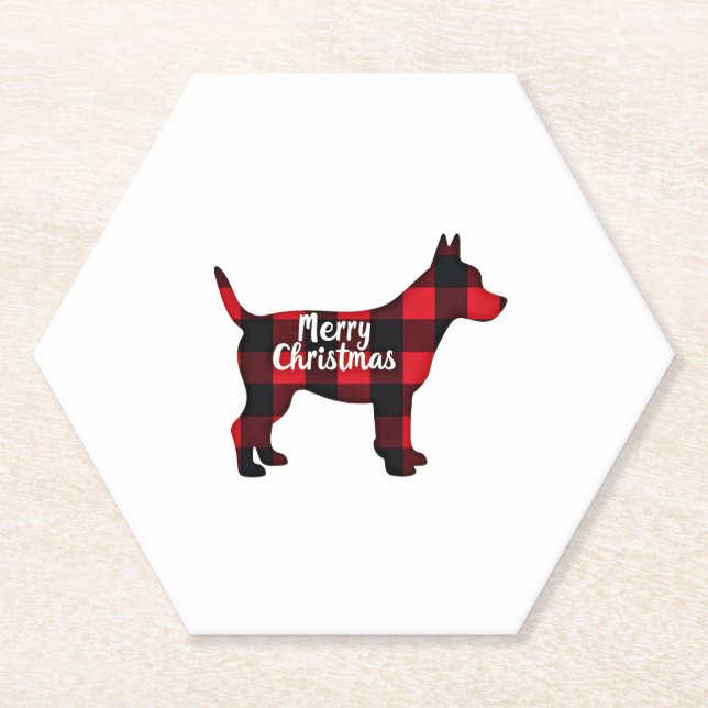 Posavasos De Papel Pomsky Christmas Dog Mom Dad Plaid Gift T-Shirt (1 (Anverso)