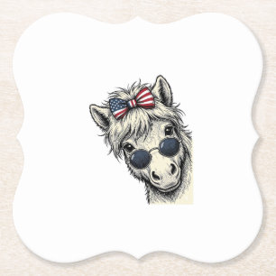 Posavasos De Papel Poni Patriótico Con Gafas De Sol Diseño Vector Vin