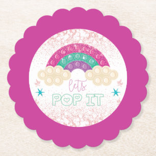 Posavasos De Papel Pop it Birday Rainbow Chica