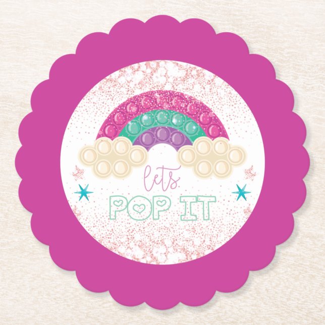 Posavasos De Papel Pop it Birday Rainbow Chica (Anverso)