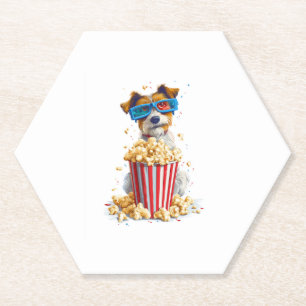 Posavasos De Papel Popcorn Pup � Movie Night Dog