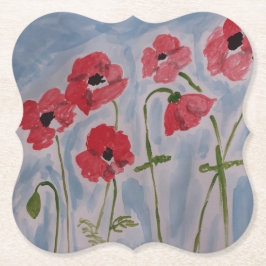 Posavasos De Papel Poppies rojos salvajes