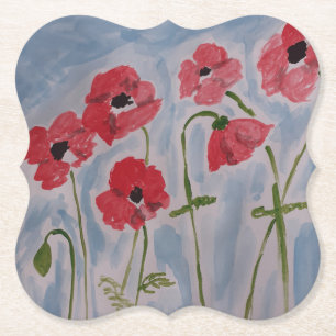 Posavasos De Papel Poppies rojos salvajes