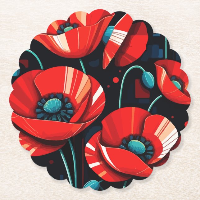 Posavasos De Papel Poppy Papaver flowers (Anverso)