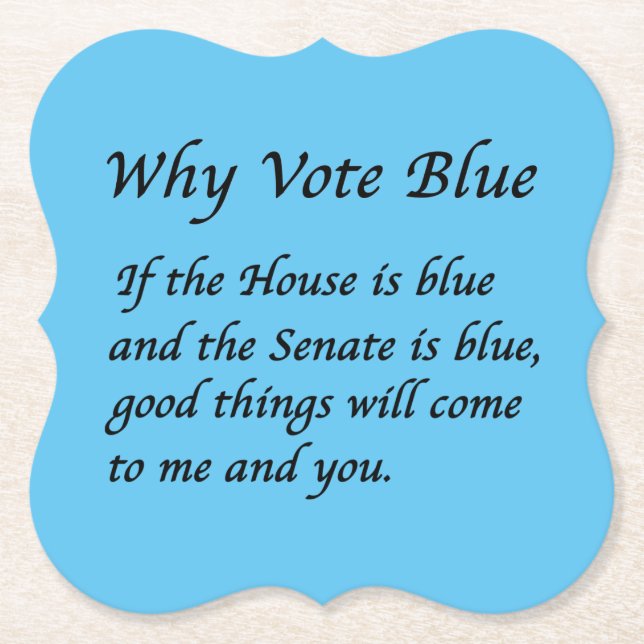 Posavasos De Papel Por qué votar azul en 2024 (Anverso)