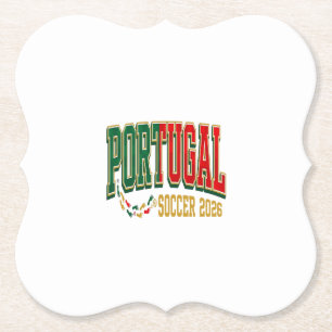Posavasos De Papel Portugal Fútbol 2026 Fútbol Negrita País Tipografí