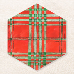 POSAVASOS DE PAPEL POSAÚVAS DE PAPEL DE HEXÁGONO PUNTIAGUDO TARTÁN RO