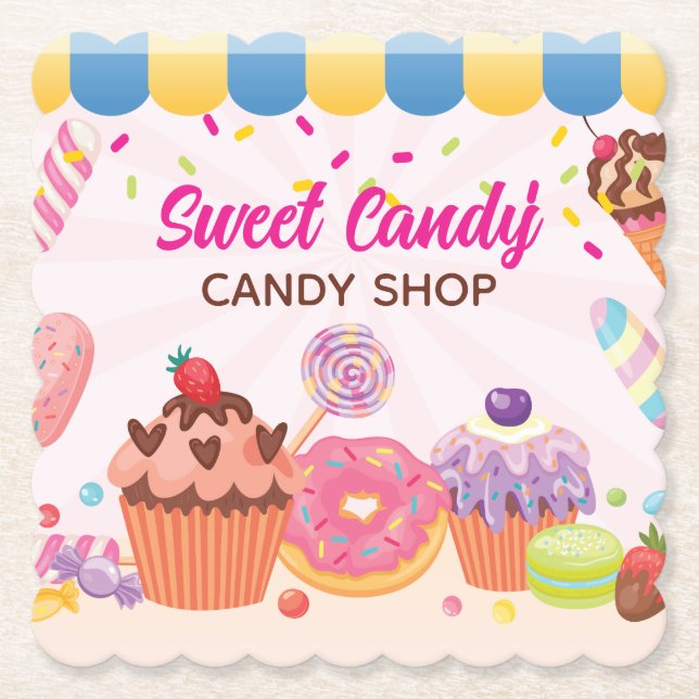 Posavasos De Papel Postres divertidos y caramelos toman Pascua (Anverso)