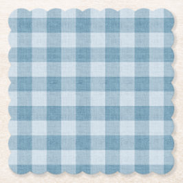 Posavasos De Papel Powder Blue Gingham Buffalo Check Linen Texture