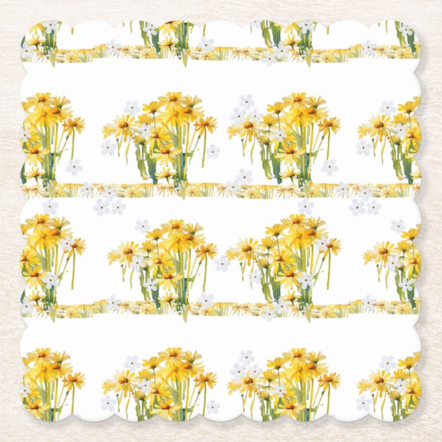 Posavasos De Papel ¡preciosas margaritas! borde escalonado (Anverso)