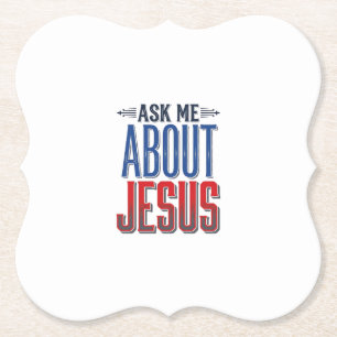 Posavasos De Papel Pregúntame sobre Jesús Diseño de camiseta cristian