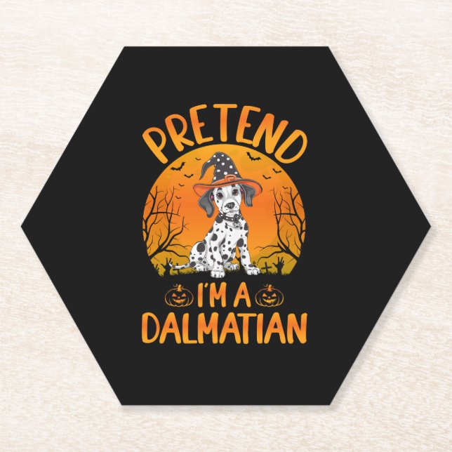 Posavasos De Papel Pretende que soy un perro dálmata Halloween (1) (Anverso)