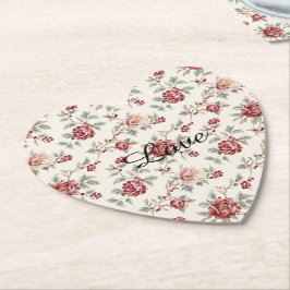Posavasos De Papel Pretty Chic Rojo Crema Floral