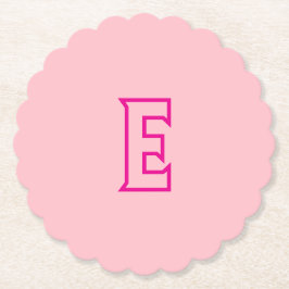 Posavasos De Papel Pretty Pink Outline E Monogram Coaster