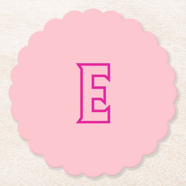 Posavasos De Papel Pretty Pink Outline E Monogram Coaster (Anverso)
