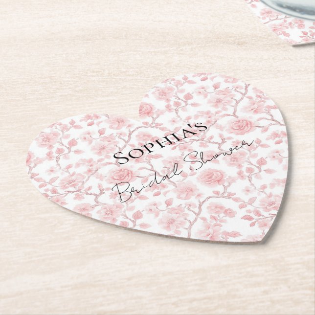 Posavasos De Papel Pretty Pink Roses Floral Bridal Shower (En perspectiva)