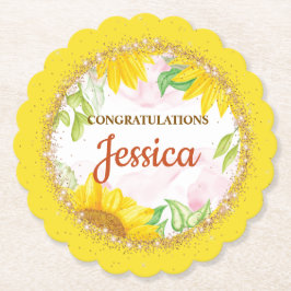 Posavasos De Papel Pretty Yellow Sunflowers Baby Shower