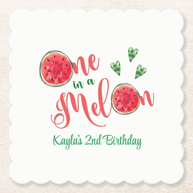 Posavasos De Papel Primer cumpleaños de One in Melon (Anverso)
