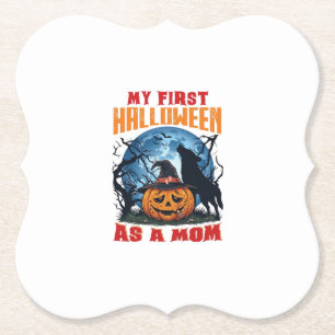 Posavasos De Papel Primer Halloween como mamá calabaza lobo luna_1