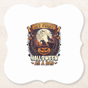 Posavasos De Papel Primer Halloween como Papá Calabaza Lobo Luna_1
