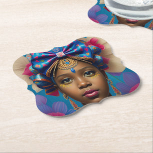 Posavasos De Papel Princesa bonita con sombrero de lazo enorme