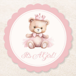 Posavasos De Papel Princesa Rosa Oso Niña Baby Shower