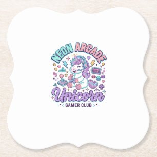 Posavasos De Papel Producto Gr de estilo retro de unicornio de neón d