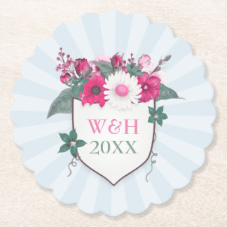 Posavasos De Papel Protector de monograma floral