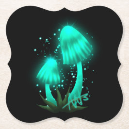 Posavasos De Papel Psicodélico Tapón de pixie Gopando champiñón cian