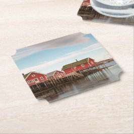 Posavasos De Papel Pueblo Pesquero de Lofoten en Noruega