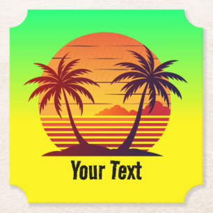 Posavasos De Papel Puesta de sol con palmeras Vector-98803