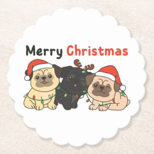 Posavasos De Papel Pug Christmas Animals Cute Dogs Merry Christmas Pa