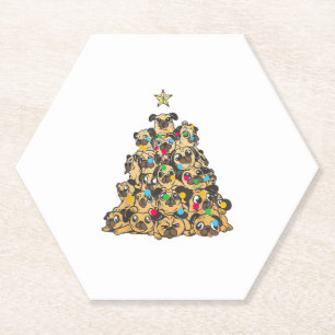 Posavasos De Papel Pug Christmas Tree Merry Dogmas Cute