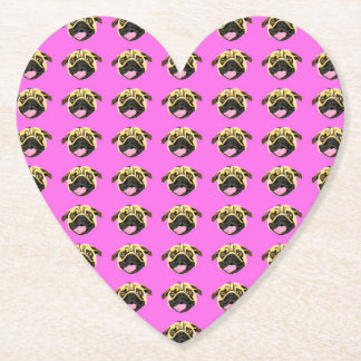 Posavasos de papel Pug Rosa Impactante