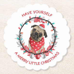 Posavasos De Papel Pug se tiene a sí mismo un dulce Navidad