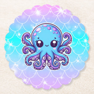 Posavasos De Papel Pulpo azul lindo