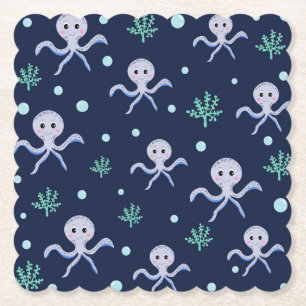 Posavasos De Papel Pulpo bajo el mar patrón infantil