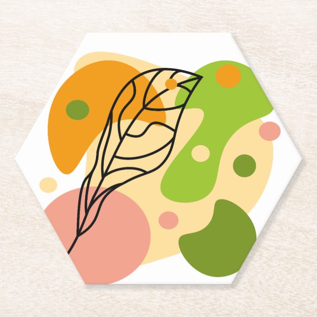Posavasos De Papel Puntos abstractos interesantes con hojas (Anverso)