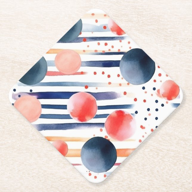 Posavasos De Papel Puntos y franjas 5 (Anverso)