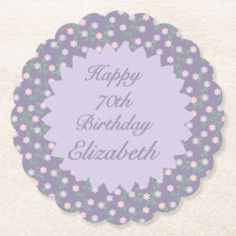 Posavasos De Papel Purple Floral Birthday
