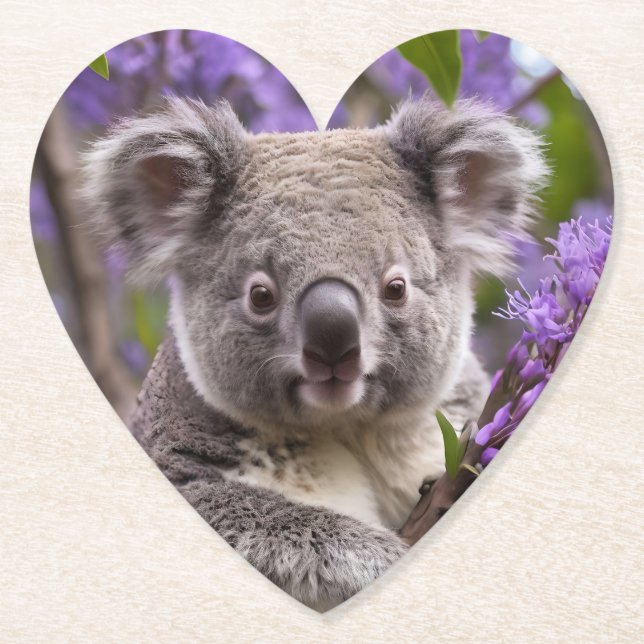 Posavasos De Papel Purple Jacaranda Koala Bear, (Anverso)