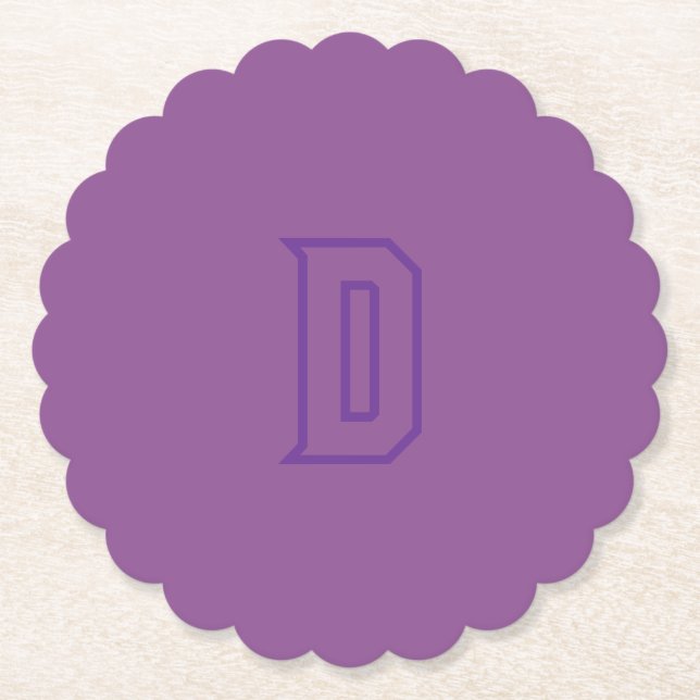 Posavasos De Papel Purple Outline D Monogram Coaster (Anverso)