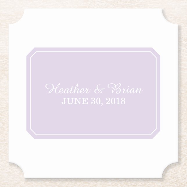 Posavasos De Papel Purple Simply Elegant Wedding (Anverso)